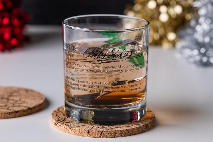 Well Told Classic Literature Rocks Glass - A Christmas Carol by Charles Dickens - Old Fashioned Whiskey Glass Gift for Book Lovers (11 oz)