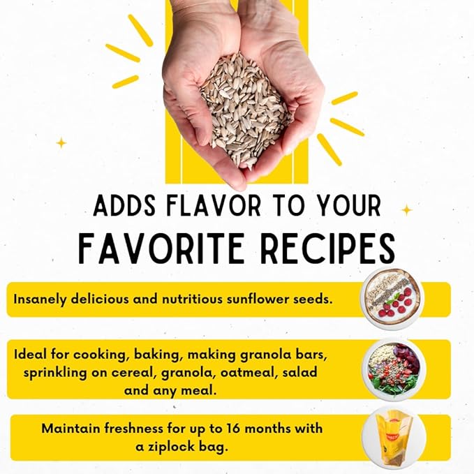 Sunbest Natural Raw Sunflower Seed Kernels 48 Oz (3 lbs) 1 Pack - Unsalted & Nutritious for Snacking, Cooking, & Baking - Vegan-Friendly - Ideal for On-the-Go & Recipes - Bulk Size for Value