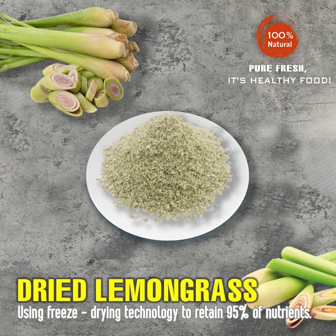 DRIED LEMONGRASS 2.47 Oz (70g) VIETFARMFOOD: Pure, natural freeze-dried spice made from real vegetables and fruits - perfect for enhancing every meal, from cooking, baking, salads, soups, sauces