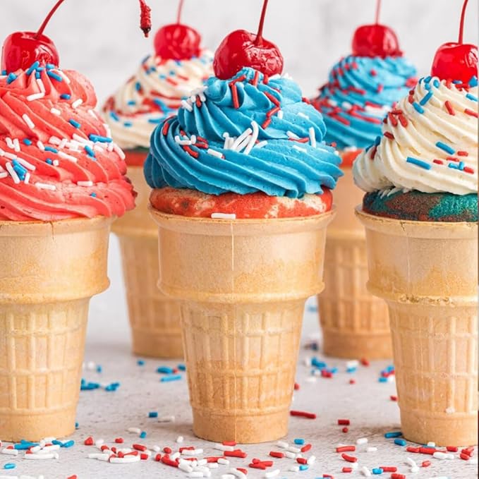 Patriotic Sprinkles 4 Cell Edible Red White and Blue Sprinkle Mix Jimmies Nonpareils Perfect for Cake Decorations Baking Ice Cream Cookies Cupcake Topper 6.5OZ