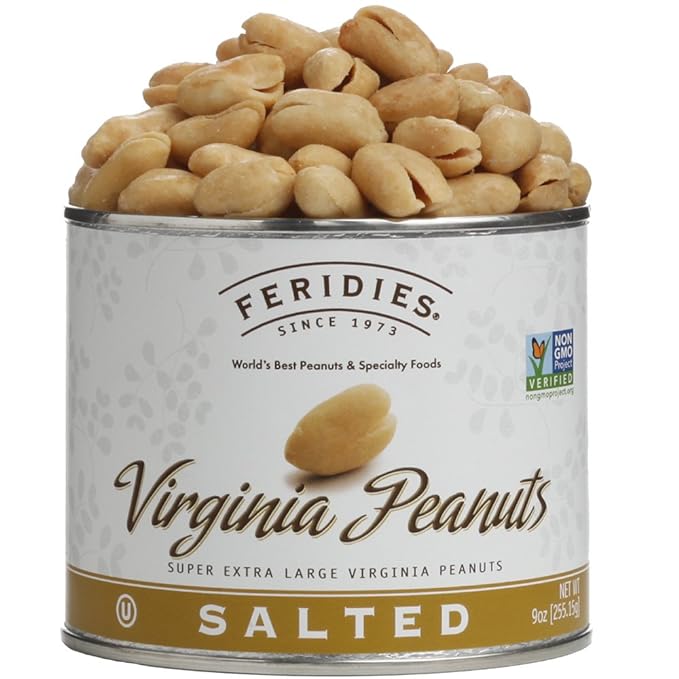FERIDIES Peanut Sampler Gift Set with Salted Virginia Peanuts, Brittle, Honey Roasted, and 5 O'clock Crunch, 36 Oz 4 Piece Assortment