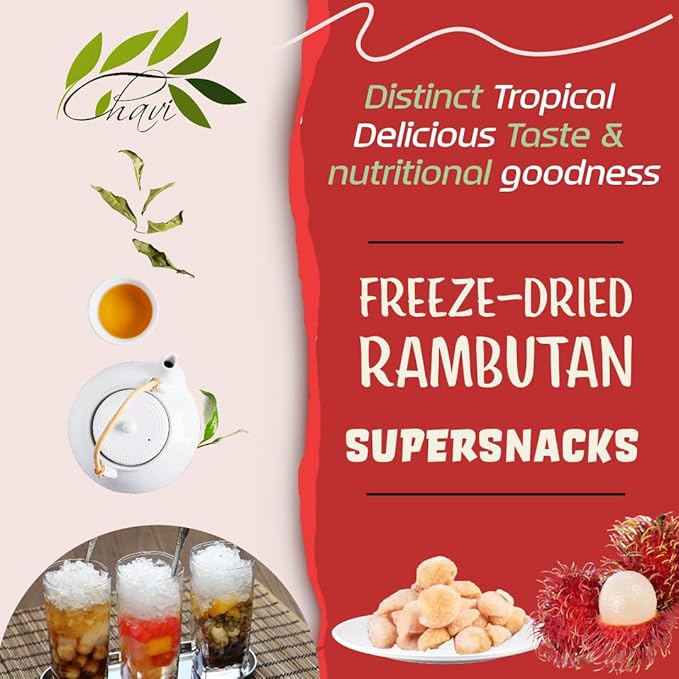 CHAVI Freeze-Dried Rambutan - 2 Oz - Healthy 1 Ingredient Superfood Supersnacks - No Added Sugars or Preservatives - Non-GMO, Vegan, Gluten-Free??,<div>