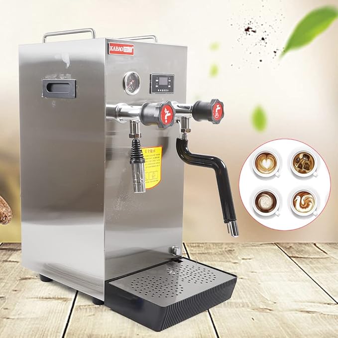 2500W Professional Espresso Coffee Machine, 2.1Gal Steam Water Boiling Machine, LED Display 360° Water Valve Coffee Machine for Tea Restaurant Equipment