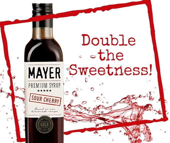Mayer Hungarian Sour Cherry Artisanal Syrup ??Award-Winning Cordial, Cherry syrup for drinks, All-Natural, Over 50% Real Fruit, Vegan, All Natural (2 Pack) ??Ideal Cocktail Mixer & Dessert Topping