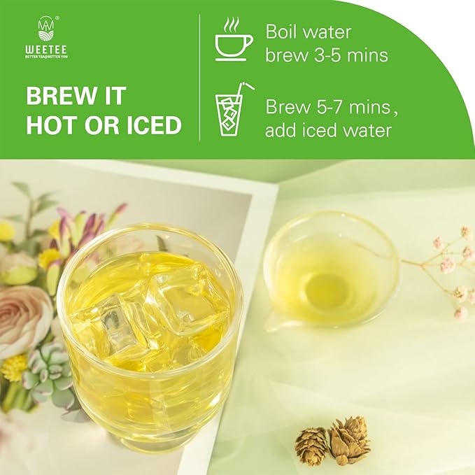 WT WEETEE Organic Green Tea Bags, Organic Pure Green Tea 100 Count, Super Antioxidant | Resealable Kraft Bag | Brew Hot or Iced