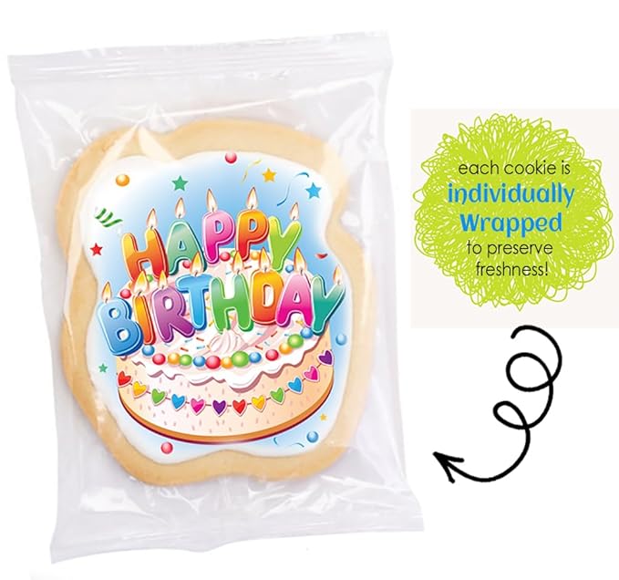 Happy Birthday Cookies Gift Basket For Men, Women, Kids, Boys, Him Decorated Sugar Cookie Gift Box | Nut Free | 3 Pack | Kosher