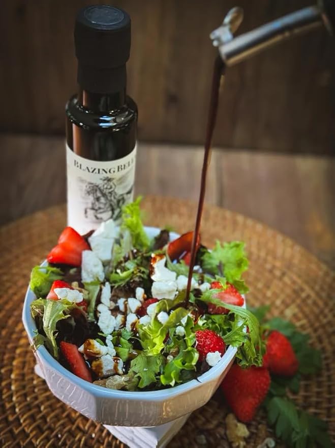 Blazing Bella Balsamic Vinegar of Modena Italy (8.45 Fl Oz 250ml) Barrel Aged Traditional Thick and Sweet for Salads, Grilling, Marinades, and Cooking