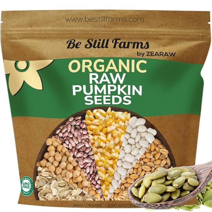 Organic Raw Pumpkin Seeds to Eat (2.8lb) - Bulk Whole Unsalted Pepitas with No Shell by Be Still Farms - Natural Snacks for Keto - High in Fiber | USDA Certified | Non-Gmo | Gluten Free | Vegan