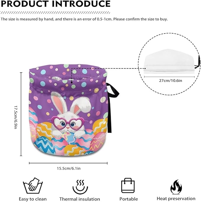 Tea Cozy for Teapots Portable Easter Day Breakfast Warmer Extra Thick Insulated Kettle Covers for Home Party Decor, Rabbit Egg Pattern Teapot Dust Covers