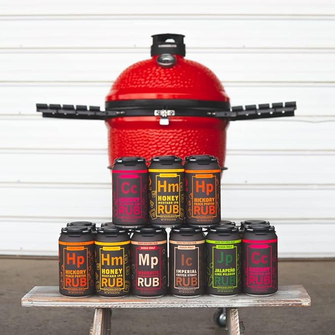 Spiceology ??Derek Wolf Beer-Infused BBQ Rub Set ??Cherry Chipotle Ale, Honey Mustard IPA, Hickory Peach Porter, Imperial Coffee Stout, Jalapeño Lime Pilsner & Mesquite Peppercorn Lager ??6 Pack