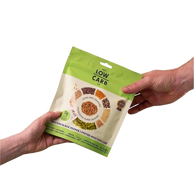 Super Seed Crackers, Gluten Free & Keto Friendly Healthy Snacks, Vegan, Zero Sugar, Paleo & Diabetic Friendly, Nut Free, 20g High Protein, 18g High Fiber, 3.56oz Each, 3-Pack, Cracked Black Pepper