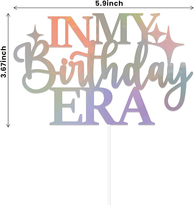 In My Birthday Era Cake Topper, Girls Birthday Party Decorations, Happy Birthday Cake Decorations Holographic