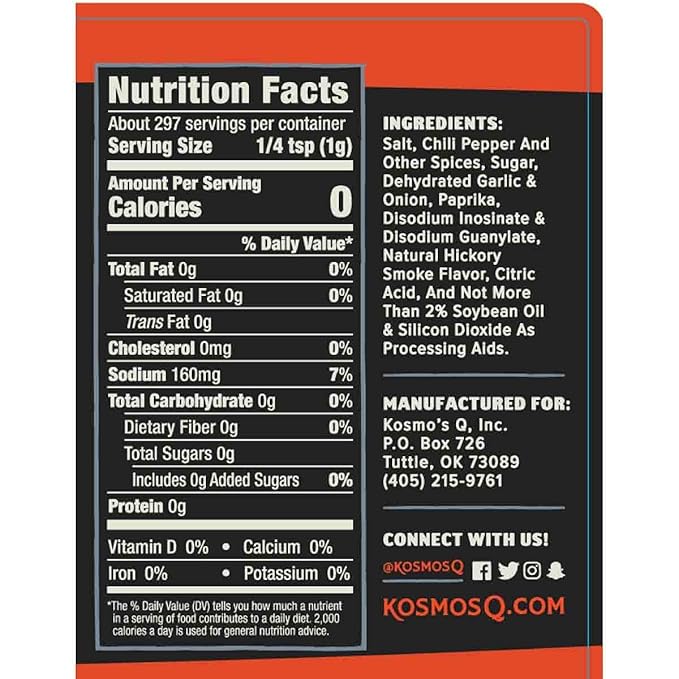 Kosmos Q Cow Cover HOT BBQ Rub, Savory & Spicy Meat Seasoning with Chili Pepper, Garlic, Onion, Paprika & Hickory Smoke, Steak Rub and Dry Rub for Brisket, Burgers, Ribs & More, 10.5 Oz Shaker Bottle