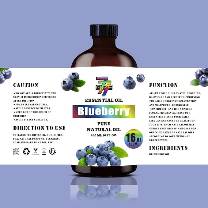 Blueberry Essential Oil (16 oz / 480 ml) ??Blueberry Oils for diffusers, humidifiers, Home Baths, Cleaning Products, Yoga, DIY Soaps and DIY Scented Candles