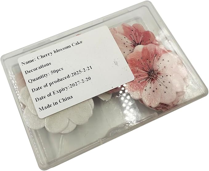 50 Pack Edible Cherry Blossom Cupcake Toppers Cherry Flowers Cake Toppers Rice Paper Wafer Paper Cake Picks for Cherry Blossom Bridal Shower Baby Shower Kids Birthday Cake Decorations