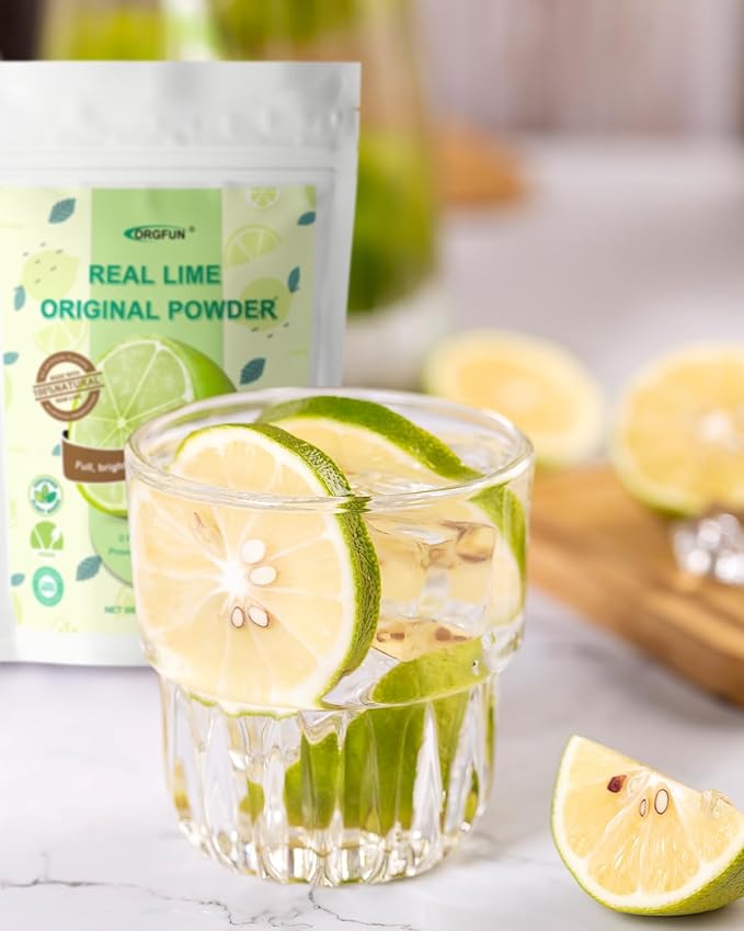 ORGFUN Original Lime Powder, Whole Lime Juice Freeze Dried Powder, Great for Cocktails, Drinks, Smoothies, and Cooking 7.06 Oz