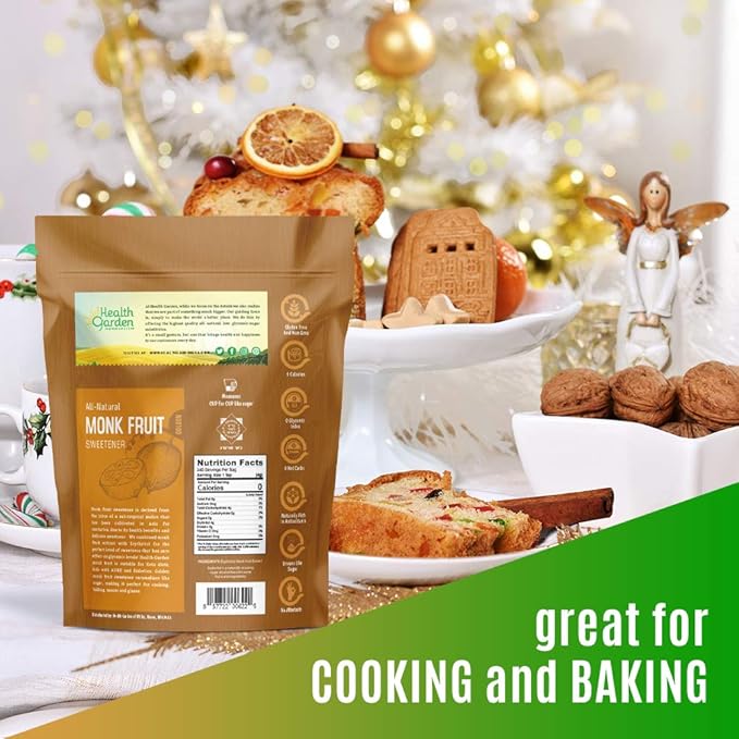 Health Garden Monk Fruit Sweetener, Golden- Non GMO - Gluten Free - 1:1 Sugar Substitute - Kosher - Keto Friendly (4.75 Lb)