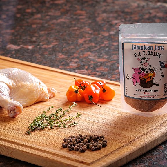 FIT Brine - Jamaican Jerk, 8oz | Premium Meat Tenderizer & Seasoning | Authentic Caribbean Spice Blend | All-Natural for Chicken, Pork, Shrimp & More. Made in Texas.