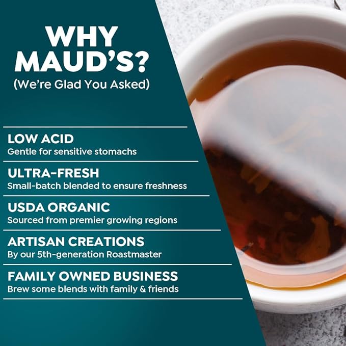 Maud's 9 Blend Organic Tea Pods Variety Pack, 48 ct, 9 Assorted Flavors, Recyclable Single Serve Pods ??00% Gourmet Blended Tea Leaves, Compatible with Keurig K Cups Maker