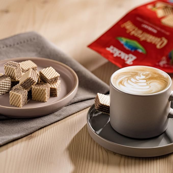 Loacker Quadratini Hazelnut Wafer Cookies LARGE - 30% Less Sugar - Premium Crispy Bite Size Wafers - NON-GMO - LARGE Pack of 6