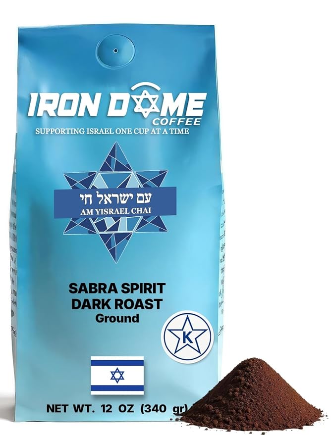 Iron Dome Coffee ??Sabra Spirit Dark Roast Ground Coffee ??Smooth and Balanced 12oz Bag ??Freshly Roasted, Ground Coffee ??Inspired by the Warmth and Heritage of Jerusalem