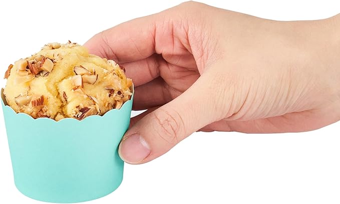 Panificio 3 Ounce Cupcake Wrappers, 200 Scalloped Baking Cups - Oven-Ready, Greaseproof, Turquoise Paper Cupcake Liners, Disposable, For Birthdays, Baby Showers, Or Weddings - Restaurantware