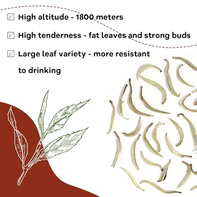 LWXLJMJZC-2.8oz/80g Silver Needle White Tea | Chinese Silver Tips Loose Leaf Tea | Yunnan Yin Zhen With Delicate Honeysuckle