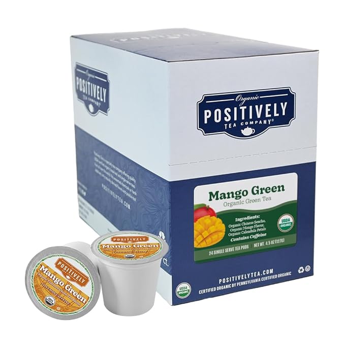 Organic Positively Tea Company, Mango Green Tea, K-Cup Compatible, 24 Pods