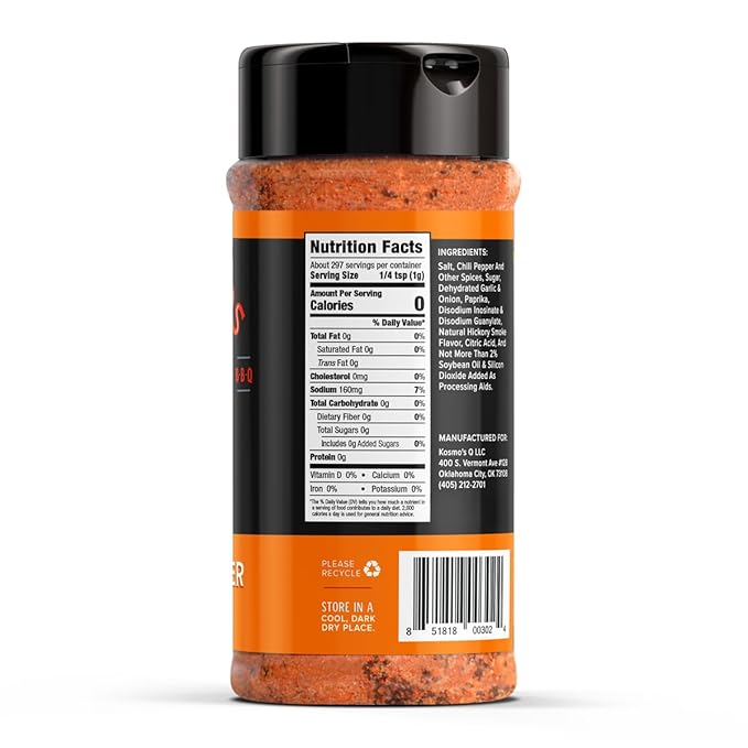 Kosmos Q Cow Cover BBQ Dry Rub, Smoky & Savory Beef Seasoning with Chili Pepper, Garlic, Onion & Paprika for Steak, Burgers, Brisket, Wild Game, Chicken, BBQ Rub for Grilling & Smoking, 10.5 Oz Shaker