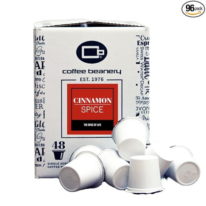 Cinnamon Spice Coffee Pods by Coffee Beanery | 96ct Bulk Flavored Coffee Pods Medium Roast Coffee