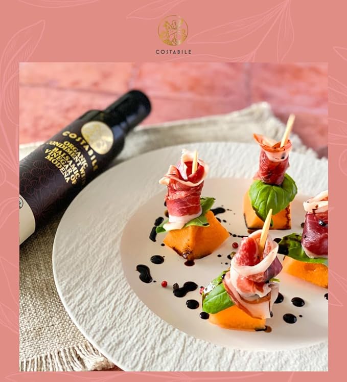 Costabile Modena Balsamic Vinegar Organic Barrel Aged ??Made in Italy, Rich Flavor, Natural Ingredients, Thick Texture, Gourmet Finish, Traditional Method - 8.45 Fl. Oz.