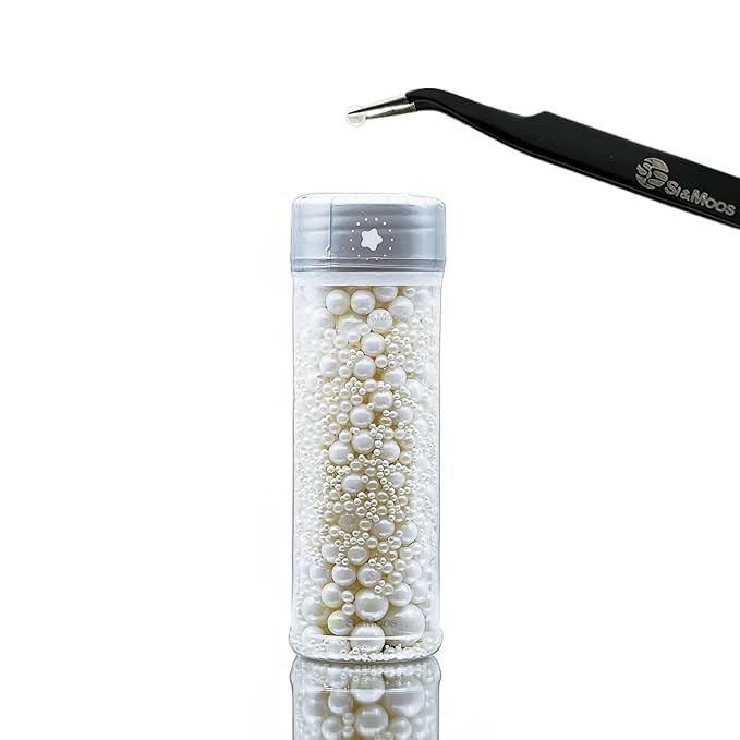 White Edible Pearl Sprinkles for Cake Decorating 5.1 OZ White Edible Pearls Edible Cupcake Decorations Halloween Christmas Cookie Decorations Edible Sugar Pearls for Cakes,Cupcakes Toppers Baby Shower Wedding Supplies with Tweezers