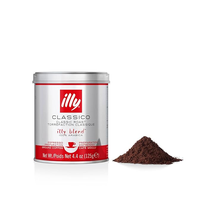 illy Ground Coffee Espresso - 100% Arabica Coffee Ground ??Classico Medium Roast - Notes of Caramel, Orange Blossom & Jasmine - Rich Aromatic Profile - Precise Roast - No Preservatives ??4.4 Ounce