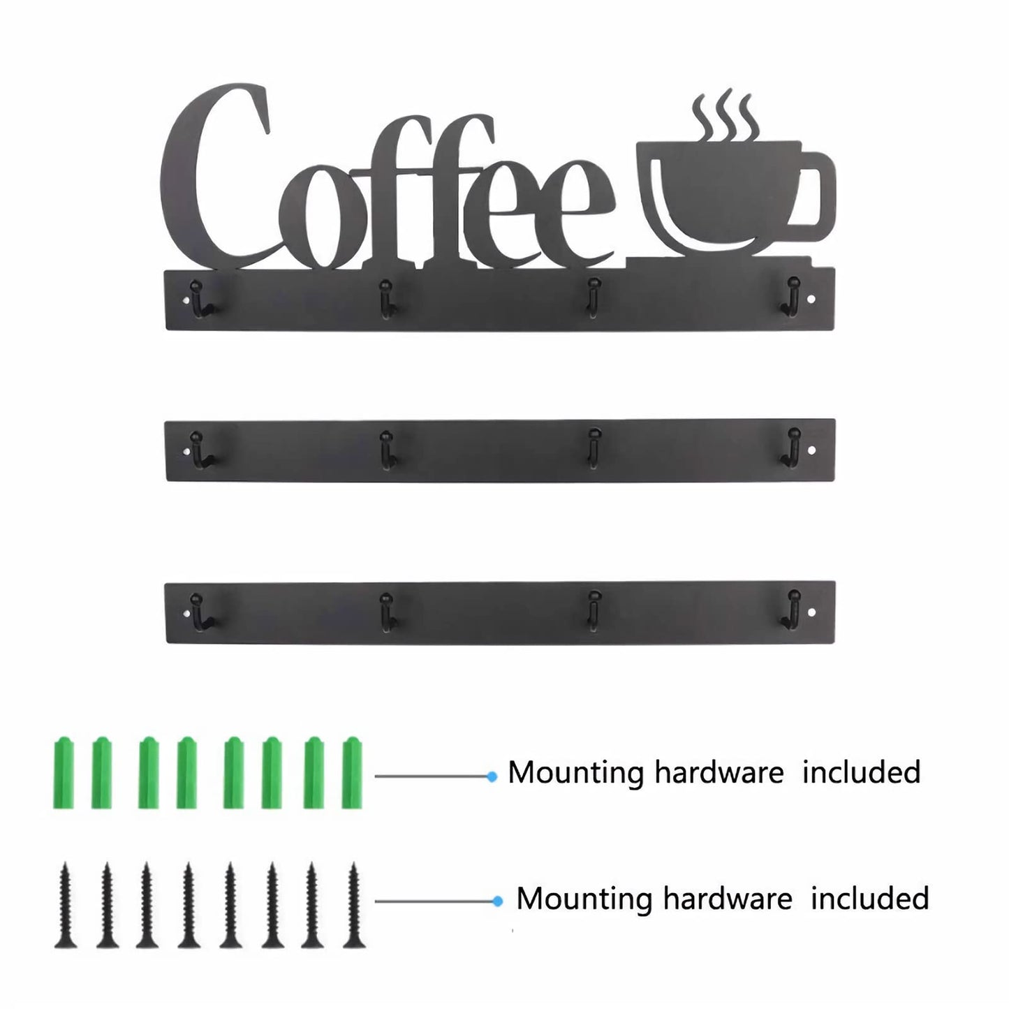 HULISEN Coffee Mug Wall Rack, Coffee Cup Holder Wall Mounted with 12 Hooks