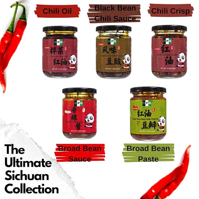 NPG Sichuan Chili Crisp Oil 7 oz, Chili Crunch Sauce with Medium Hot for Noodle, Rice, Egg, Dumpling, Premium Spicy Condiment