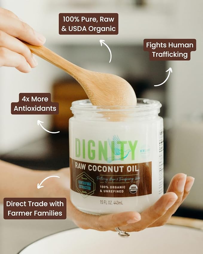 Raw Organic Coconut Oil for Skin, Hair & Cooking - Unrefined, Centrifuge-Extracted, Fair Trade Verified, Non-GMO, Virgin Coconut Oil - Beauty & Health Essentials (15 fl oz, Pack of 2)