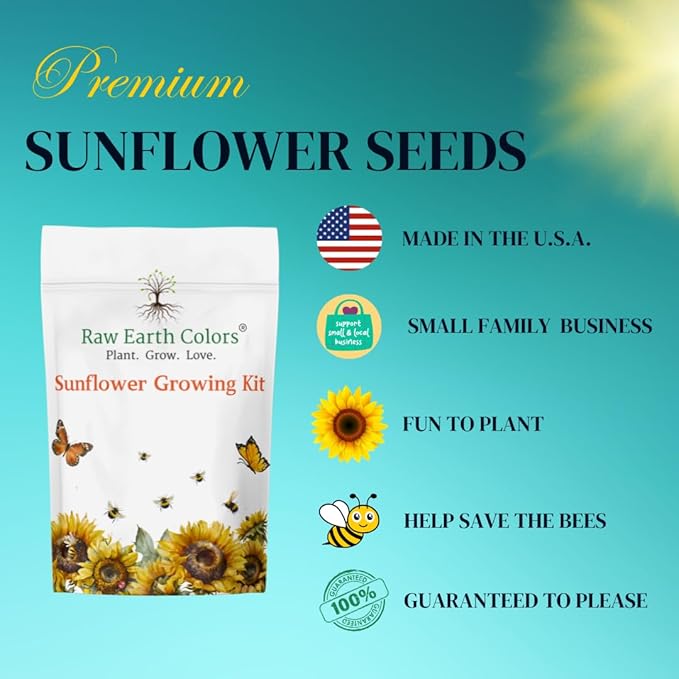 Sunflower Grow Kit with Dwarf Sunflower Seeds for Planting - Teddy Bear and Sunspot!