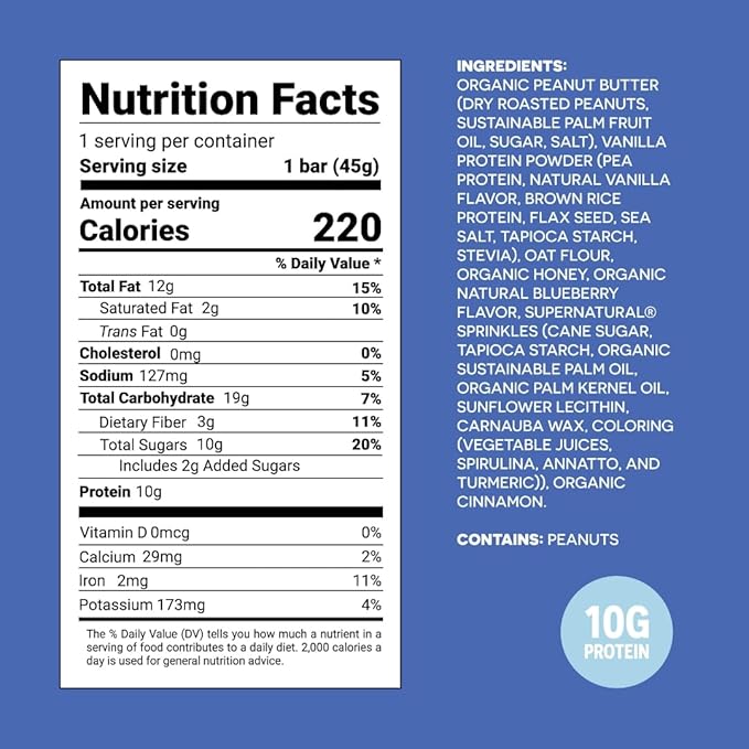 FROPRO Plant Protein Snack Bars - Plant Based Protein Bars, All-Natural, Gluten, Dairy, & Soy Free, High Protein Bars with Low Calories | Blueberry Dream, 12 Pack