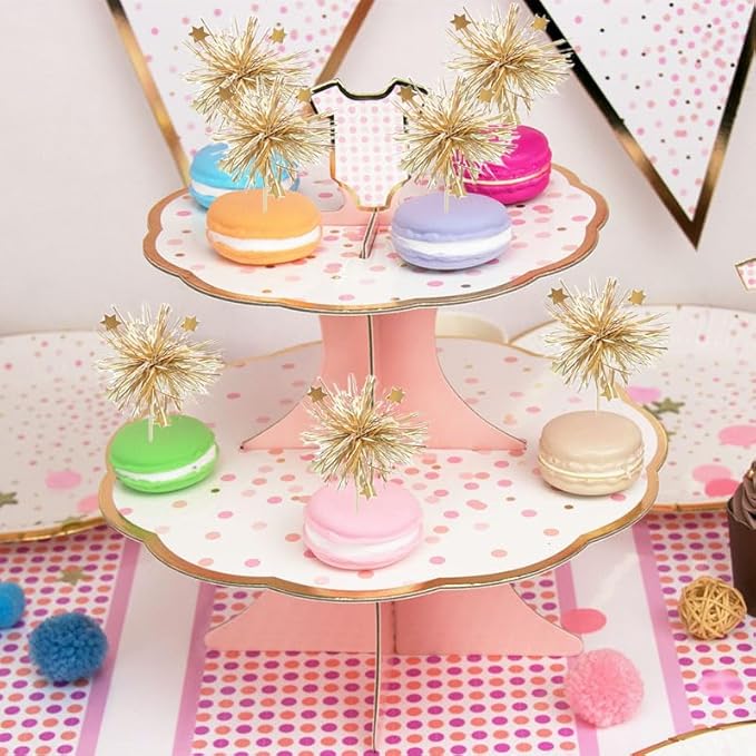 30 PCS Foil Firework Cupcake Toppers Sparkle Tinsel Cake Toppers Cake Decoration Drink Stirrers Cocktail Food Fruit Toothpicks for Birthday Wedding Graduation Party