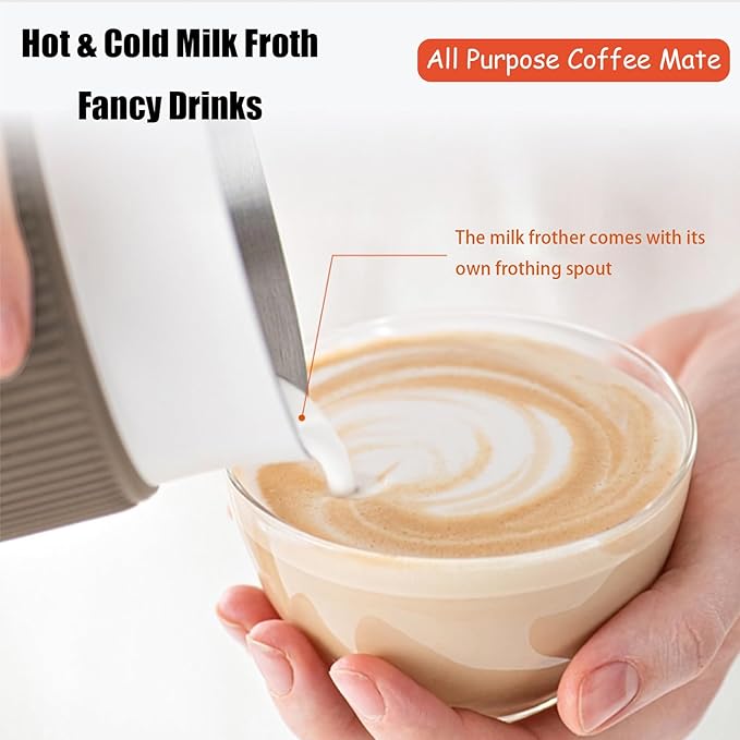 Espresso Maker with Milk Frother Electric Moka Pot 2-in-1 Espress Machine Aluminium One-Touch Operation Milk Froth Fine and Dense White 110V