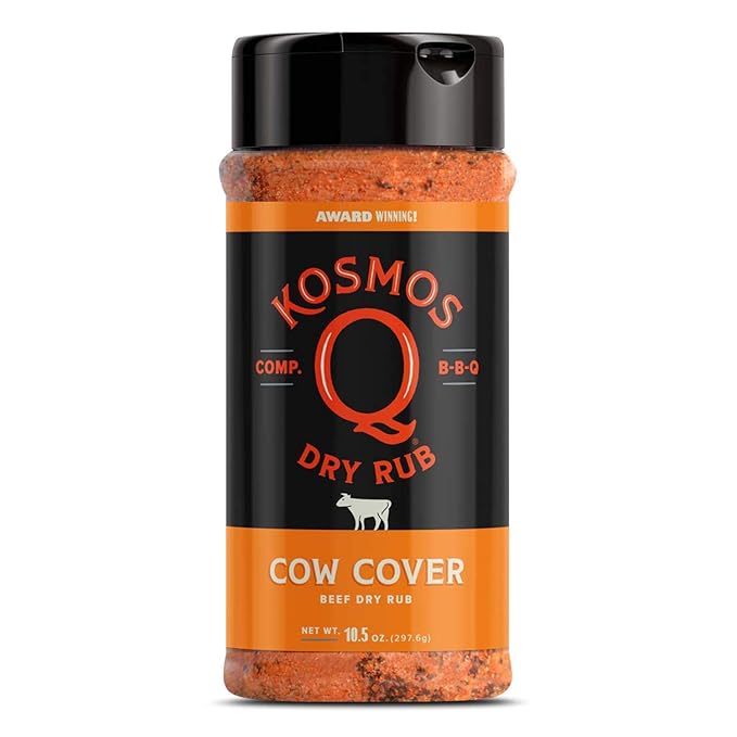 Kosmos Q BBQ Grill Spices and Seasonings Set - 8 Flavor Variety BBQ Rub Seasoning Gift Set for Barbecues, Grilling and Smoking - Dry Rub Shakers Include Cow Cover, Dirty Bird, SPG, and More