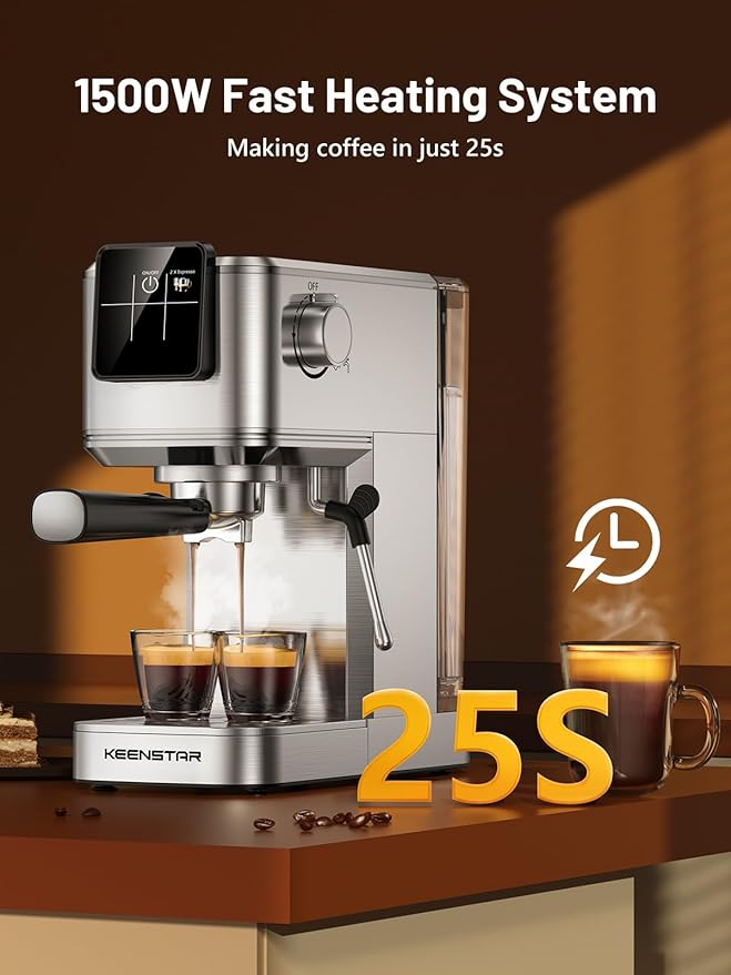 20Bar Espresso Machine with Rapid Cold Brew, Hot & Iced Coffee Machine, Espresso Maker with Milk Frother Steam Wand, Touch Screen with 40oz Water Tank for Latte, Cappuccino, Gift