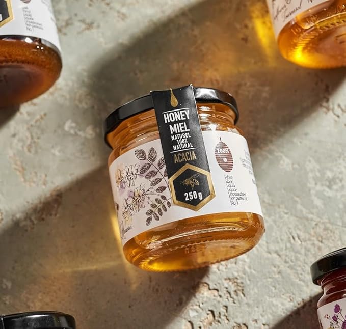 HONIGMA® Raw Acacia Honey | Exquisite Taste | 100% Pure | Unpasteurized | Unfiltered | Partially crystallized | 8.8 Fl Oz | Pack of 1