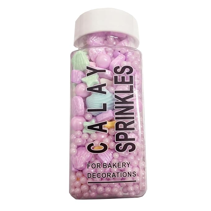 Sentovac Purple Mermaid Sprinkle Edible Decorating Ocean Sprinkles for Cake Cupcake Topper Cookie Baking Decorations Starfish Shell Pearl Mermaid Candy Mix Mermaid Party Birthday Cake Decorations