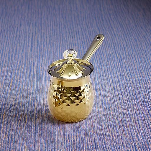 Stainless Steel Turkish Coffee Pot, Moka Pot, Espresso Maker for Stove Top, Camping Coffee Pot, Greek Arabic Coffee Warmer with Lid & Handle, Gold, 600 Ml / 20 Oz