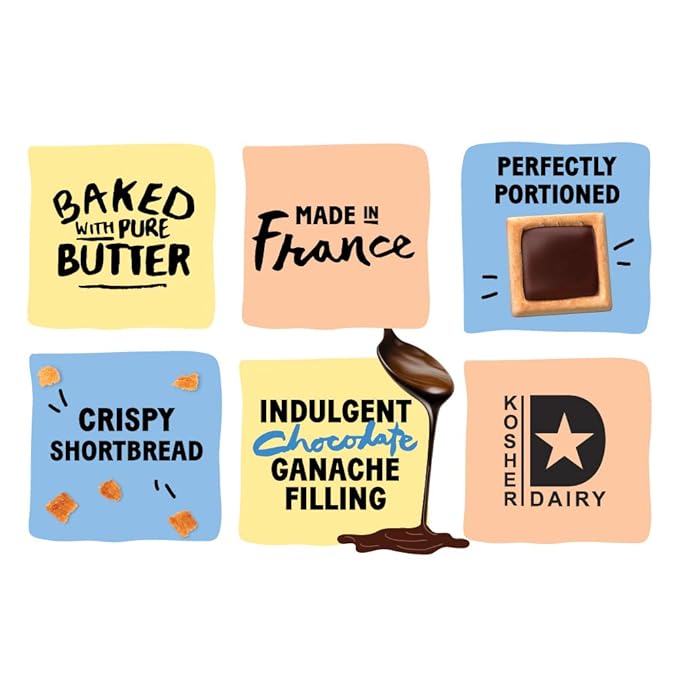 Michel et Augustin Cookies, Individually Wrapped Snacks, 3 Pack, Gourmet Milk Chocolate & Caramel Shortbread, 15 French Butter Cookies per bag
