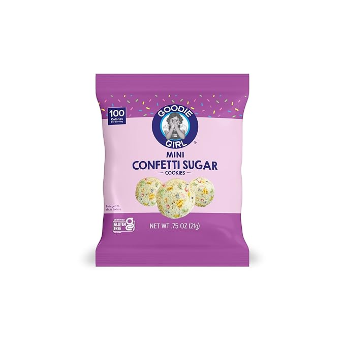 Goodie Girl Mini Confetti Sugar Cookies – Peanut Free, Gluten Free, No Artificial Ingredients – 100 Calories Each - 10 Individually Wrapped Packs