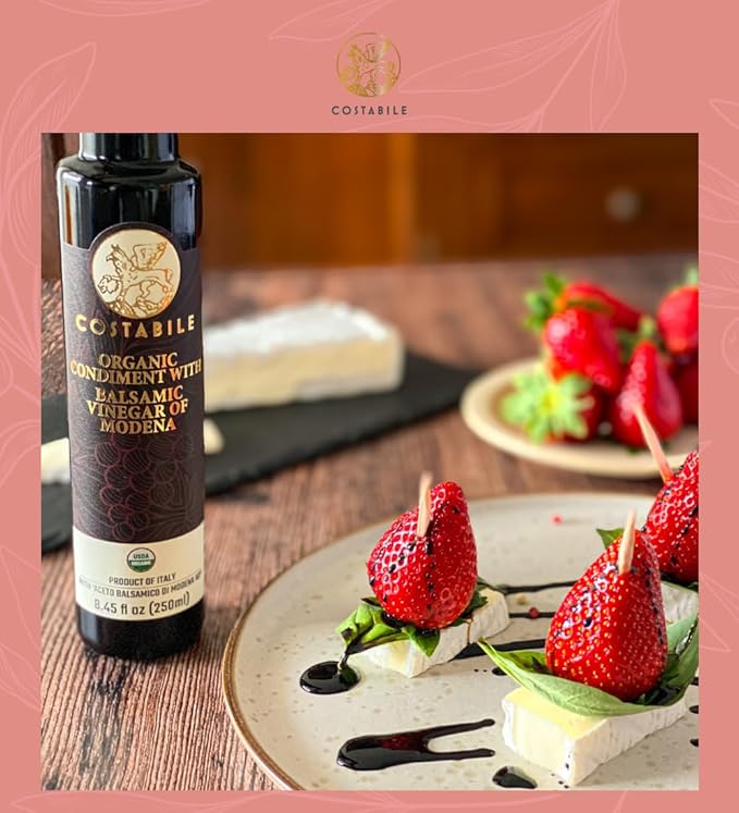 Costabile Modena Balsamic Vinegar Organic Barrel Aged ??Made in Italy, Rich Flavor, Natural Ingredients, Thick Texture, Gourmet Finish, Traditional Method - 8.45 Fl. Oz.