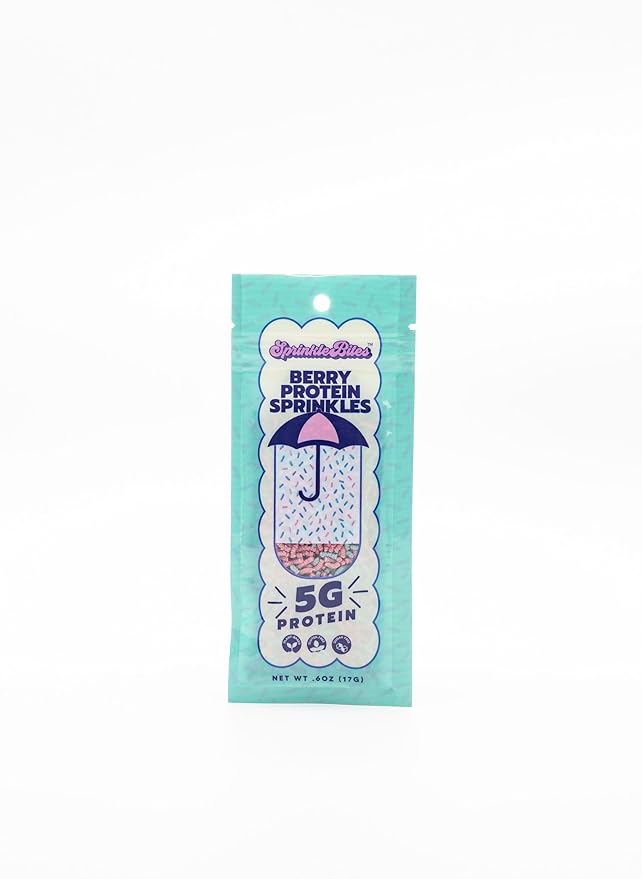 Sprinkle Bites - Blue Sprinkles - 5 Pack - Veggie Protein - Natural Cookie Decorating - Plant Protein Snacks - Cookie Decorating Supplies Sprinkles