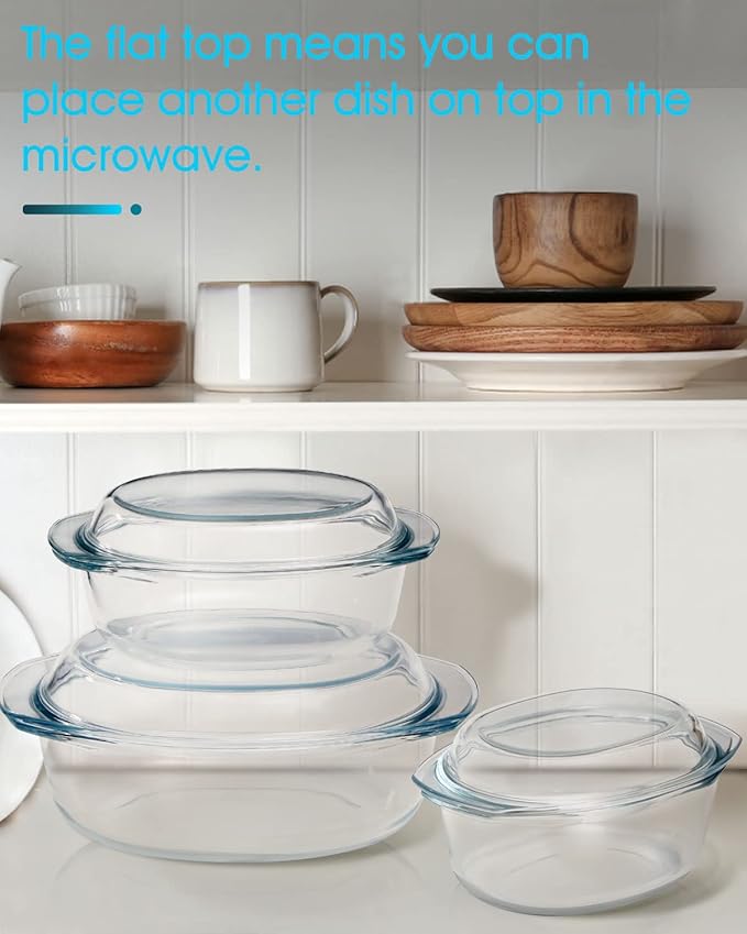 1.8 QT Oval Glass Casserole Dish With Lid, Glass Microwave Casserole Dishes Easy Grab Glass Bakeware with Glass Lid, Glass Dish with Glass Lid